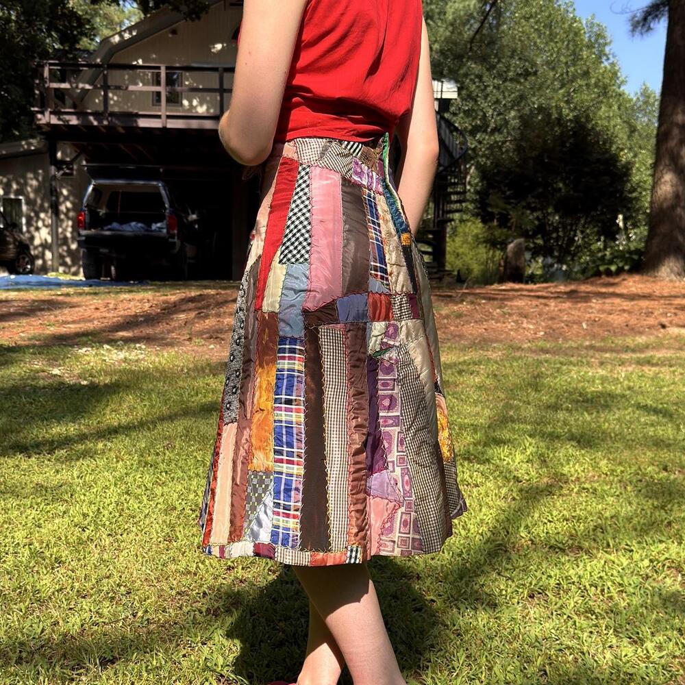Insane vintage art deco crazy quilt skirt - Picture 5 of 8